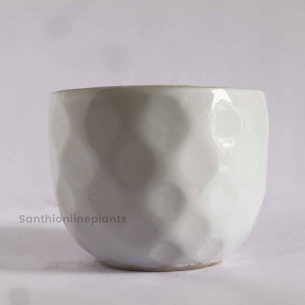 Diamond White Ceramic Pot(Small)