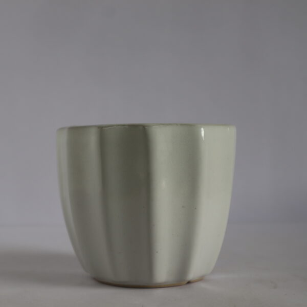 Line White Ceramic Pot (Small)